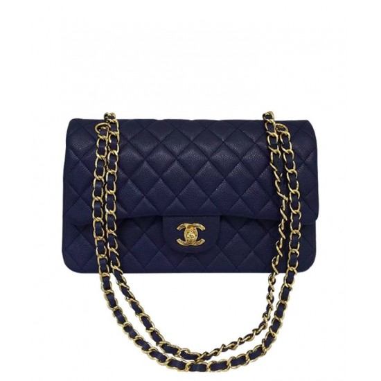 Hot Selling Classic Jumbo Dark Blue Quilted Leather Golden Hardware Flap Bag - Replica Chanel CC Turn Lock Ladies Chain Bag