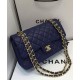 Hot Selling Classic Jumbo Dark Blue Quilted Leather Golden Hardware Flap Bag - Replica Chanel CC Turn Lock Ladies Chain Bag