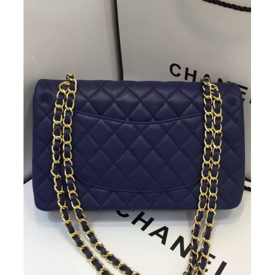 Hot Selling Classic Jumbo Dark Blue Quilted Leather Golden Hardware Flap Bag - Replica Chanel CC Turn Lock Ladies Chain Bag