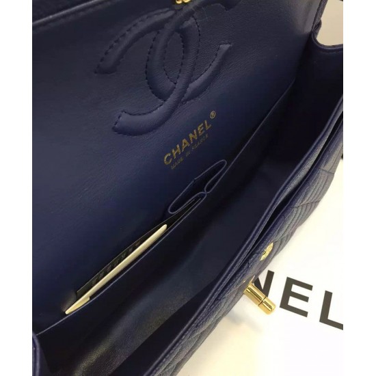 Hot Selling Classic Jumbo Dark Blue Quilted Leather Golden Hardware Flap Bag - Replica Chanel CC Turn Lock Ladies Chain Bag