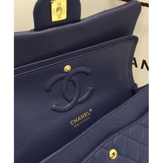 Hot Selling Classic Jumbo Dark Blue Quilted Leather Golden Hardware Flap Bag - Replica Chanel CC Turn Lock Ladies Chain Bag