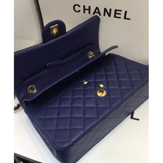 Hot Selling Classic Jumbo Dark Blue Quilted Leather Golden Hardware Flap Bag - Replica Chanel CC Turn Lock Ladies Chain Bag