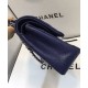 Trendy Navy Blue Quilted Leather Silver Chain Shoulder Strap Medium Classic Jumbo - Fake Chanel Double Flap Handbag 25CM