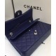 Trendy Navy Blue Quilted Leather Silver Chain Shoulder Strap Medium Classic Jumbo - Fake Chanel Double Flap Handbag 25CM