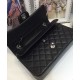 Fashion Black Caviar Leather Silver Hardware Turn Lock Design Classic Jumbo Flap Bag - Faux Chanel Double Flap Crossbody Bag