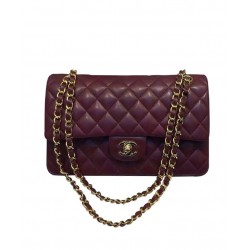 Top Sale Classic Jumbo Burgundy Quilted Leather Golden Chain Strap - Imitated Women's Chanel Medium Flap Bag