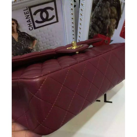 Top Sale Classic Jumbo Burgundy Quilted Leather Golden Chain Strap - Imitated Women's Chanel Medium Flap Bag