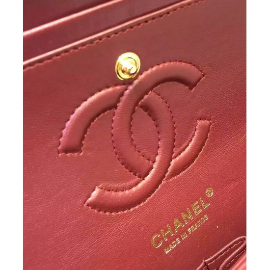 Top Sale Classic Jumbo Burgundy Quilted Leather Golden Chain Strap - Imitated Women's Chanel Medium Flap Bag