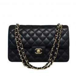 Spring Popular Golden Double Chain Shoulder Strap Classic Black Quilted Lambskin Leather Jumbo Flap Bag - Copy Chanel Chain Bag