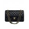 Spring Popular Golden Double Chain Shoulder Strap Classic Black Quilted Lambskin Leather Jumbo Flap Bag - Copy Chanel Chain Bag