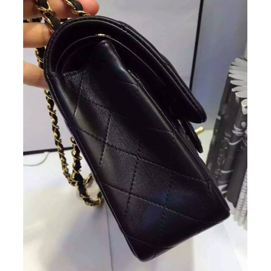 Spring Popular Golden Double Chain Shoulder Strap Classic Black Quilted Lambskin Leather Jumbo Flap Bag - Copy Chanel Chain Bag