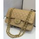 Chanel Celebrity Style Beige Quilted Leather Double Chain Strap Turn Lock - Women's Medium Chane Classic Jumbo Flap Bag