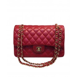 Latest Styles CC Turn Lock Diamond Pattern Golden Classic Jumbo Flap Bag - Replica Chanel Red Quilted Leather Chain Bag