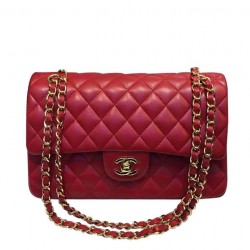 Latest Styles CC Turn Lock Diamond Pattern Golden Classic Jumbo Flap Bag - Replica Chanel Red Quilted Leather Chain Bag