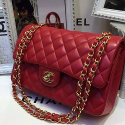 Latest Styles CC Turn Lock Diamond Pattern Golden Classic Jumbo Flap Bag - Replica Chanel Red Quilted Leather Chain Bag