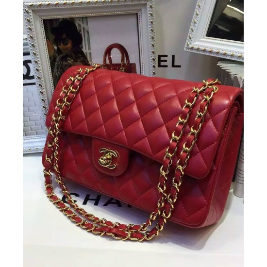 Latest Styles CC Turn Lock Diamond Pattern Golden Classic Jumbo Flap Bag - Replica Chanel Red Quilted Leather Chain Bag