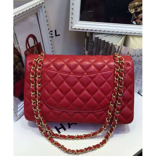 Latest Styles CC Turn Lock Diamond Pattern Golden Classic Jumbo Flap Bag - Replica Chanel Red Quilted Leather Chain Bag