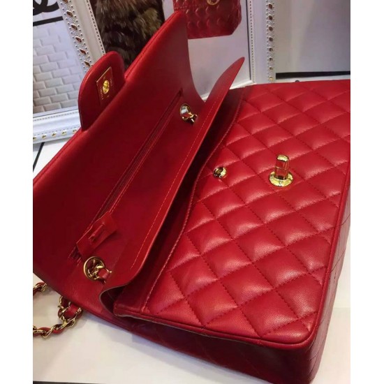 Latest Styles CC Turn Lock Diamond Pattern Golden Classic Jumbo Flap Bag - Replica Chanel Red Quilted Leather Chain Bag