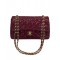 Low Price Women's Classic Dark Red Quilted Patent Leather Jumbo Flap Bag - Faux Chanel Yellow Gold Chain Crossbody Bag