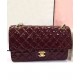 Low Price Women's Classic Dark Red Quilted Patent Leather Jumbo Flap Bag - Faux Chanel Yellow Gold Chain Crossbody Bag