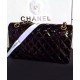 Classic Diamond Style Pattern Golden Rotatable Buckle Black Patent Leather Chain Bag - Women's Fake Chanel Jumbo Flap Bag