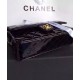 Classic Diamond Style Pattern Golden Rotatable Buckle Black Patent Leather Chain Bag - Women's Fake Chanel Jumbo Flap Bag