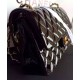 Classic Diamond Style Pattern Golden Rotatable Buckle Black Patent Leather Chain Bag - Women's Fake Chanel Jumbo Flap Bag