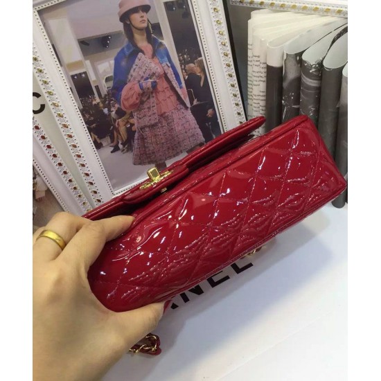 Best Quality Red Quilted Patent Leather Yellow Gold Plated Chain Classic Jumbo - Replica Chanel Women's Flap Bag Online