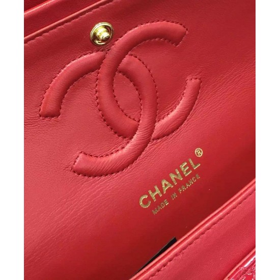 Best Quality Red Quilted Patent Leather Yellow Gold Plated Chain Classic Jumbo - Replica Chanel Women's Flap Bag Online