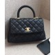 Hot Selling Diamond Chevron Quilting Pattern Black Caviar Leather Small Flap Bag - Faux Chanel COCO Top Handle Bag For Ladies