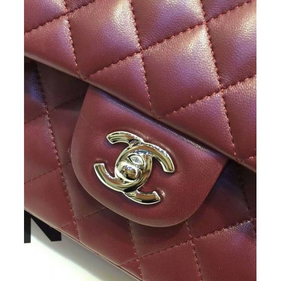 Replica Chanel Medium Jumbo Silver Chain Shoulder Strap Women's Classic Dark Red Quilted Lambskin Leather Flap Bag For Sale