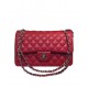 Fake Chanel Red Quilted Lambskin Leather CC Turn Lock Ladies Classic Jumbo Double Flap Chain Strap Handbag 25CM