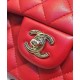 Fake Chanel Red Quilted Lambskin Leather CC Turn Lock Ladies Classic Jumbo Double Flap Chain Strap Handbag 25CM