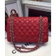 Fake Chanel Red Quilted Lambskin Leather CC Turn Lock Ladies Classic Jumbo Double Flap Chain Strap Handbag 25CM