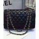 Imitated Chanel Women's Classic Jumbo Duble Flap Silver Chain Shoulder Strap Black Quilted Lambskin Leather Medium Crossbody Bag