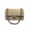 Faux Chanel Classic Jumbo Female Medium kahaki Quilted Lambskin Leather Interlocking C Turn Lock Double Chain Strap Bag