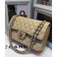 Faux Chanel Classic Jumbo Female Medium kahaki Quilted Lambskin Leather Interlocking C Turn Lock Double Chain Strap Bag