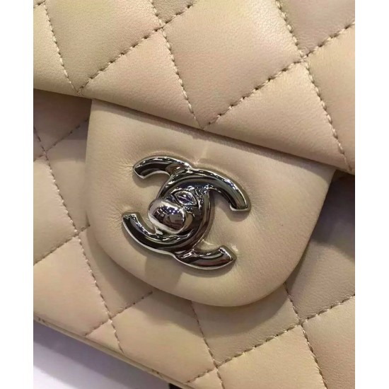 Faux Chanel Classic Jumbo Female Medium kahaki Quilted Lambskin Leather Interlocking C Turn Lock Double Chain Strap Bag