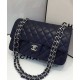 Imitation Chanel Classic Black Lambskin Leather Silver Chain Strap & Turn Lock Lady Double Flap Women's Crossbody Bag Online