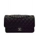 Hot Selling Black Caviar Leather Women's Classic Jumbo Flap Bag - Replica Chanel Antique Silver Chain Shoulder Strap Handbag