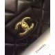 Trendy Style Women's Classic Jumbo Black Quilted Lambskin Leather Yellow Gold CC Turn Lock - Fake Chanel Medium Flap Bag