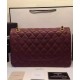 Best Quality Dark Red Quilted Lambskin Leather Yellow Gold Plated Hardware - Faux Chanel Classic Jumbo Flap Bag 30CM