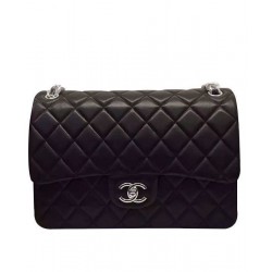 Top Sale Silver Hardware CC Logo Rotatable Buckle Classic Diamond Pattern Medium Jumbo - Imitated Chanel Black Chain Bag