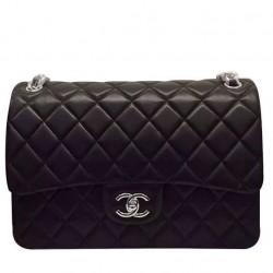 Top Sale Silver Hardware CC Logo Rotatable Buckle Classic Diamond Pattern Medium Jumbo - Imitated Chanel Black Chain Bag