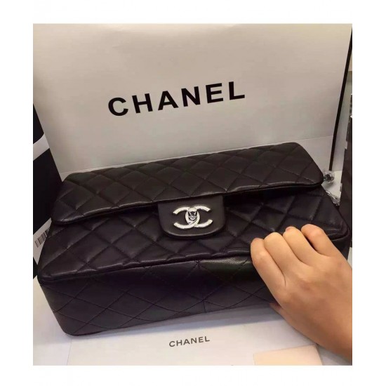 Top Sale Silver Hardware CC Logo Rotatable Buckle Classic Diamond Pattern Medium Jumbo - Imitated Chanel Black Chain Bag