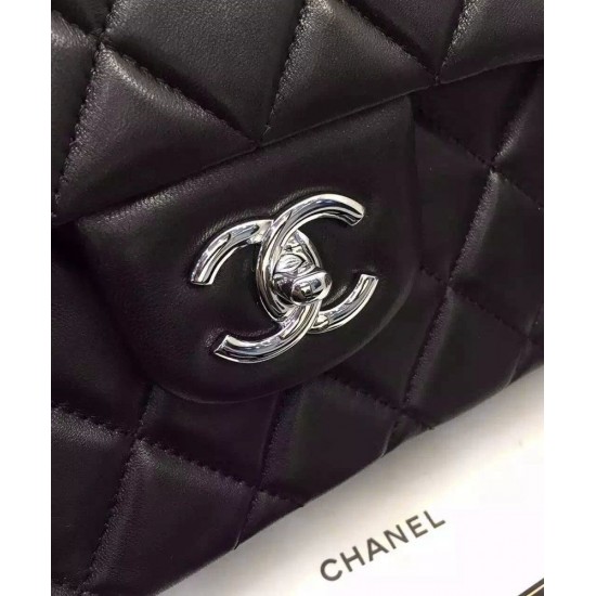 Top Sale Silver Hardware CC Logo Rotatable Buckle Classic Diamond Pattern Medium Jumbo - Imitated Chanel Black Chain Bag