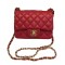 2022 Chic Golden Chain Strap & CC Logo Turn Lock Classic Red Quilted Leather - Women's Clone Chanel Mini Classic Boy Flap Bag