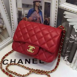 2022 Chic Golden Chain Strap & CC Logo Turn Lock Classic Red Quilted Leather - Women's Clone Chanel Mini Classic Boy Flap Bag