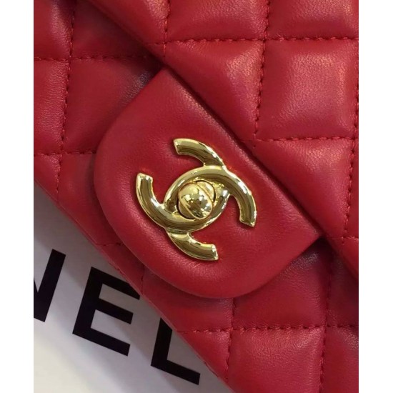 2022 Chic Golden Chain Strap & CC Logo Turn Lock Classic Red Quilted Leather - Women's Clone Chanel Mini Classic Boy Flap Bag