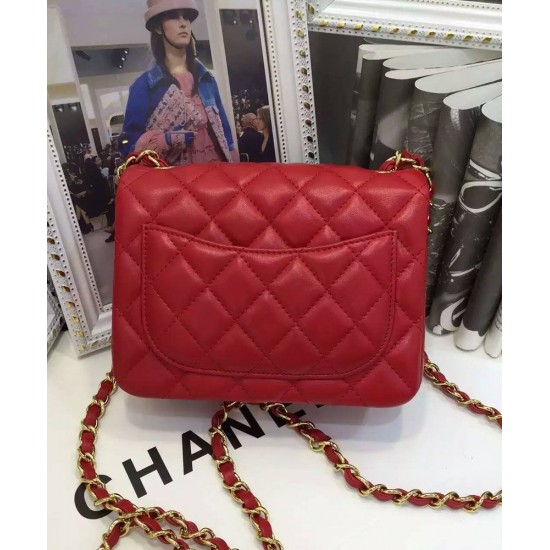 2022 Chic Golden Chain Strap & CC Logo Turn Lock Classic Red Quilted Leather - Women's Clone Chanel Mini Classic Boy Flap Bag